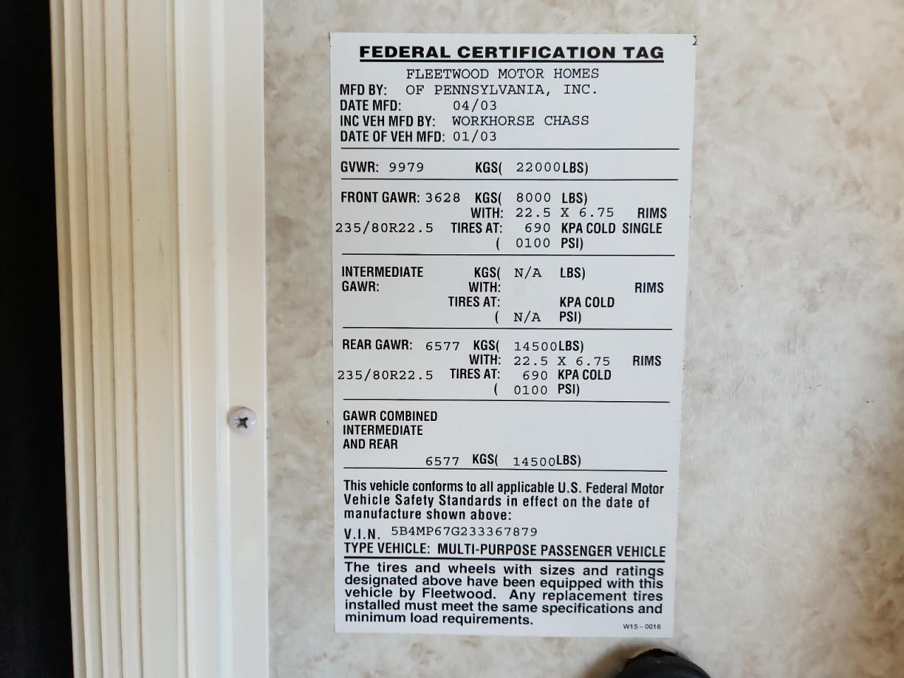 Fleetwood Pace Arrow W22 Image 9